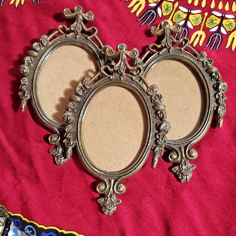 Vintage Italian Ornate Brass/Bronze Picture Frame Hollywood Regency SET OF 3